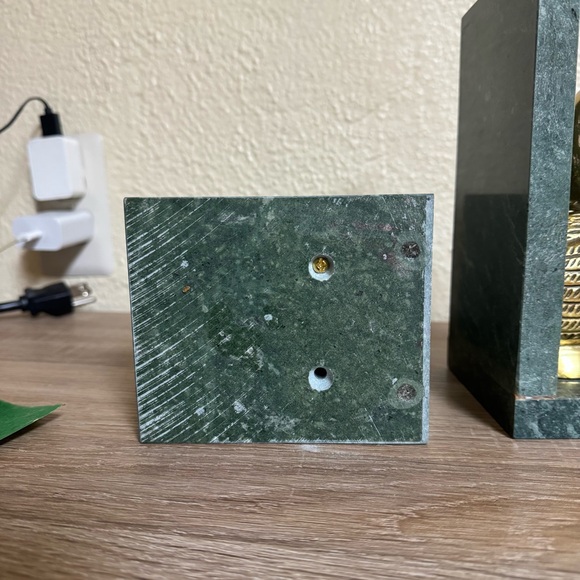 Vintage Green Marble Brass Duck Bookends MCM Elegant Decor - Picture 8 of 11